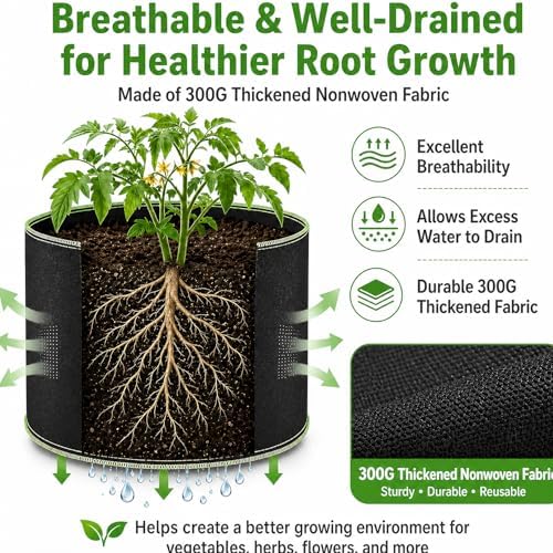 Delxo 20-Pack 1 Gallon Grow Bags, Non-Woven Small Garden Planting Bag