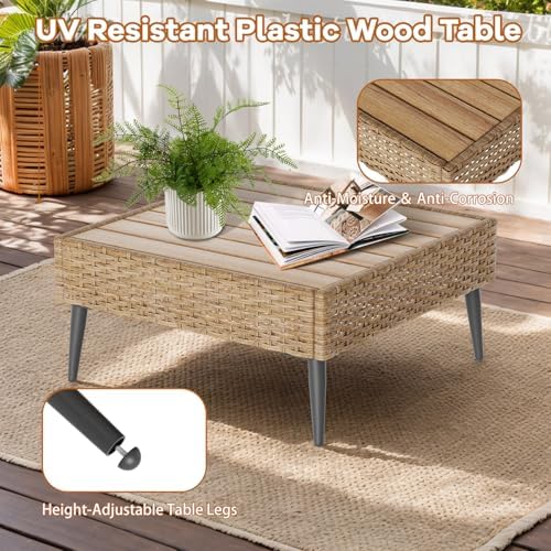 7-Piece Patio Furniture Set,Outdoor Wicker Patio Conversation Set