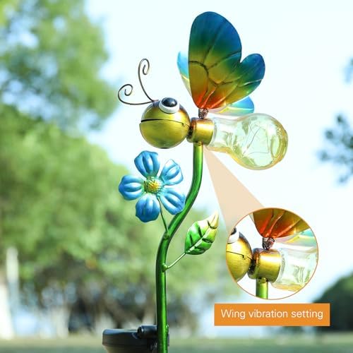 Decorative Solar Outdoor Lights, Metal Bee Garden Stake For Yard Lawn