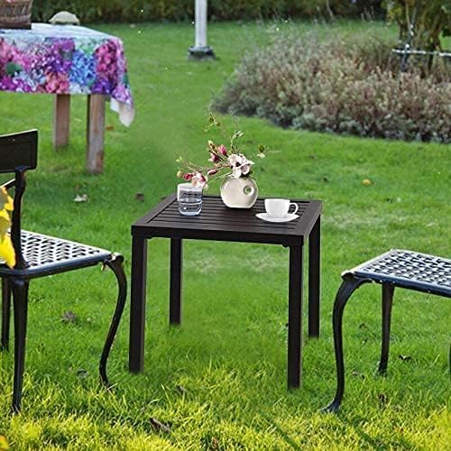 PHI VILLA Outdoor Patio Side Table Set of 2, Outside Coffee Bistro Table - Image 7