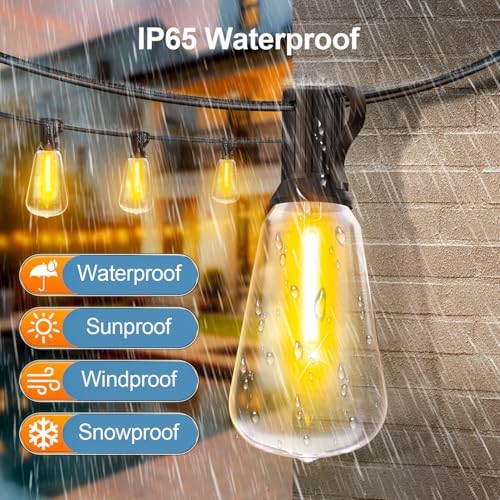 Outdoor String Led Patio Lights - 50Ft 15M Outside Waterproof Light