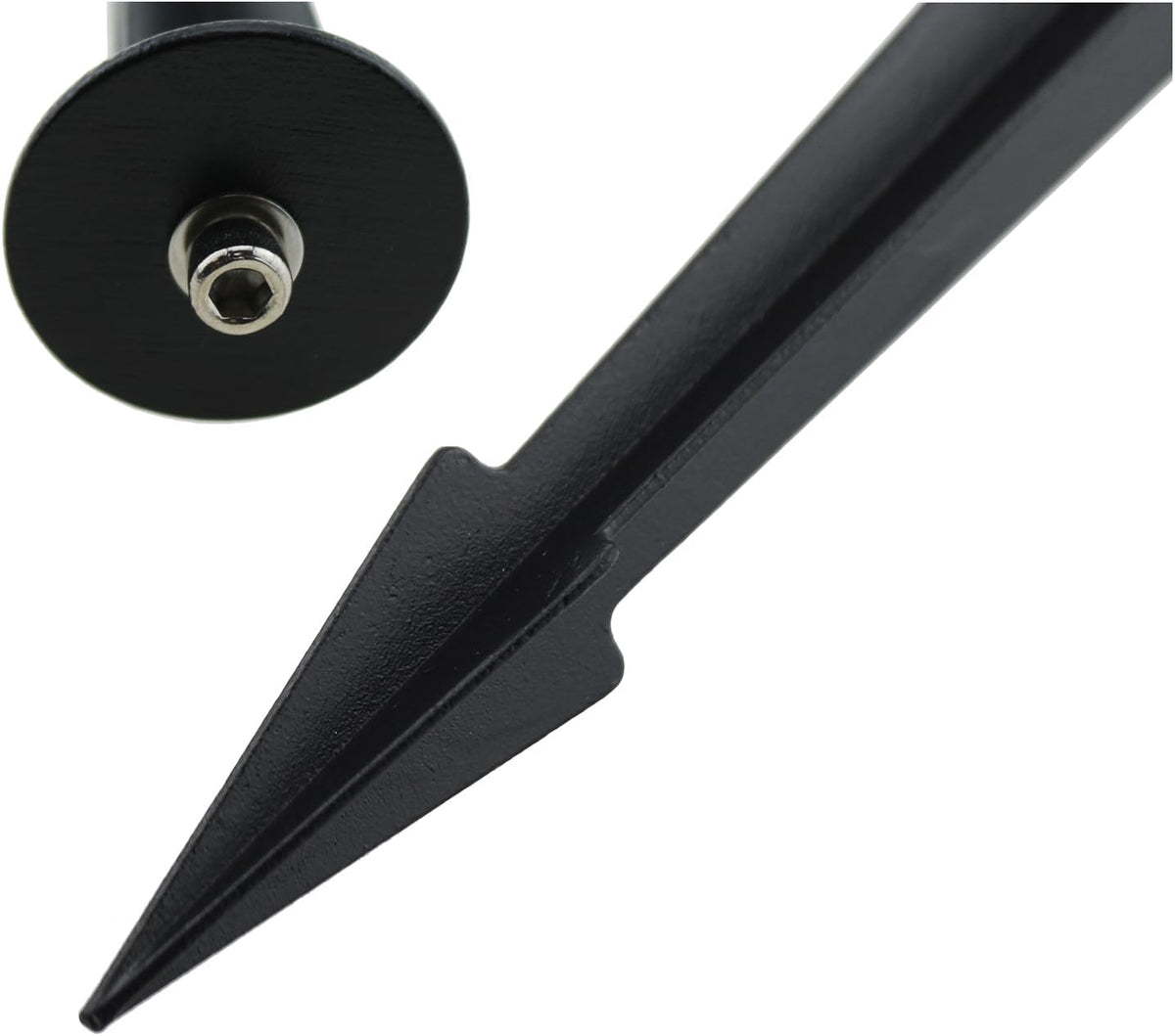 RLECS 6PCS 6.3 Inch Black Metal Threaded Screw Floodlight Grounding Stake Pathway Light/Garden Light Replacement Parts