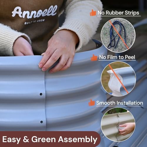 8x2x1.5 ft Galvanized Raised Garden Bed, 18" Tall Planter for Outdoor Plants, Metal Raised Flower Bed for Herb Fruit Vegetable, Modular Garden Planter for Outside Backyard & Patio - Sand Beige