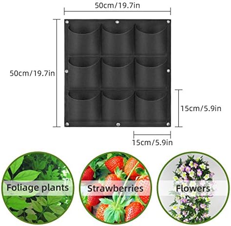Hanging Planting Grow Bags, 9 Pockets Hanging Vertical Wall Planter