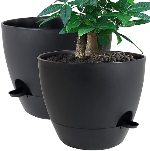 UOUZ 12inch 2Pack Large Self Watering Planters, Plastic Plant Pots
