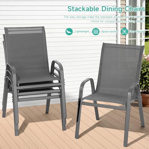 Patio Chairs Set of 4, All Weather Outdoor Dining Chairs