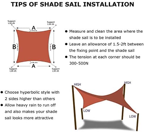 KANAGAWA 10'x10' Rust Red Sun Shade Sail Square