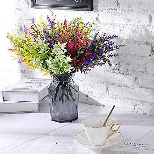 WILLBOND 12 Bundles Outdoor Artificial Flowers Lavender Flowers UV Resistant Plants Fake Bushes Faux Greenery Plants for Table Centerpiece Home Planter Garden Patio Front Porch Yard Decor(Mixed)