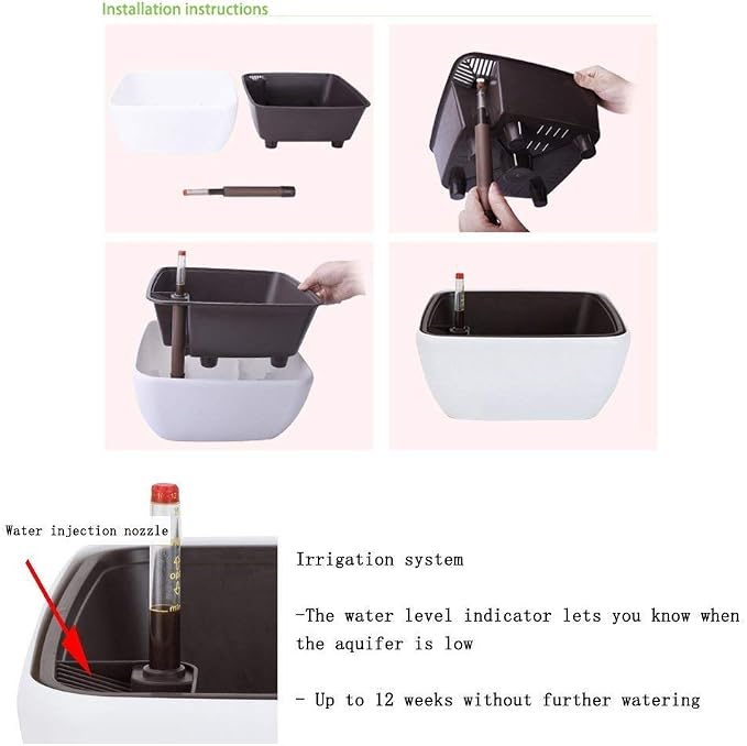 Vencer 10.8 Inch Plastic Square Self Watering Planter, Water Indicator - Image 5
