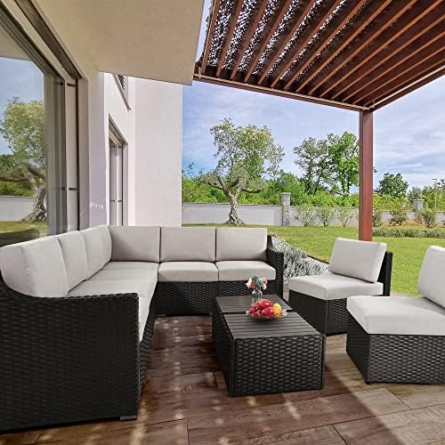 HAPPATIO 10 Piece Patio Conversation Set,All-Weather Patio Furniture