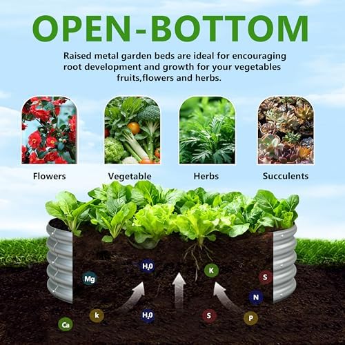 2PCS 3x3x1FT Galvanized Metal Raised Garden Bed,Outdoor Planter Box for Vegetables