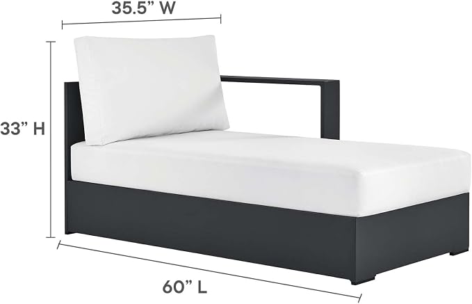 Modway Tahoe Powder-Coated Aluminum Outdoor Chaise Lounge in Gray White - Image 2