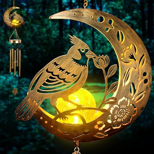 Moon Cardinal Wind Chime for Outside - Exquisite Vermilion Bird