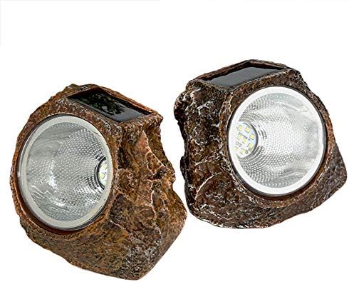 EiGreen Solar Garden Rock Lights Outdoor, 2 Pack 10 LED Waterproof