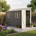 4' x 10' Metal Garden Shed Lockable Doors,Outdoor Storage Shed with Double Windows,Waterproof Shed Outside Storage Clearance for Backyard Patio
