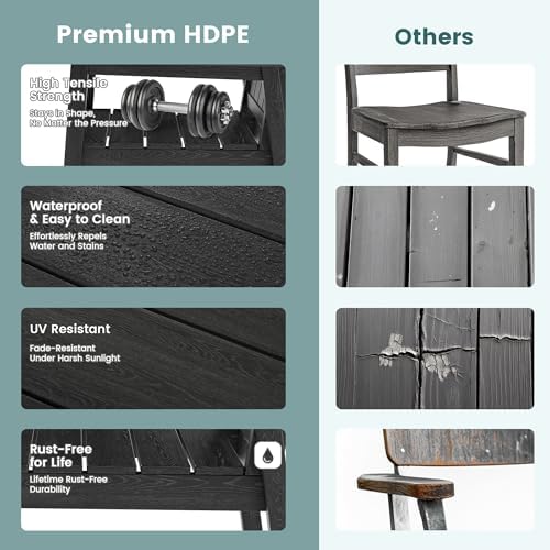 Pamapic Patio Dining Table Set, 5-Piece Outdoor Dining Set for 4, Black