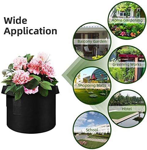 12-Pack 10 Gallon Plant Grow Bags, Thickened Nonwoven Fabric Pots with Handles, Vegetable Planter Bags Containers, Cloth Planters for Garden
