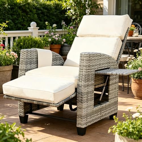 Outdoor Recliner, Wicker Patio Recliner, Rattan Reclining Patio Chair