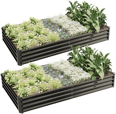 8x4x1ft(2 Pack) Raised Garden Bed Kit, Galvanized Planter Garden Boxes