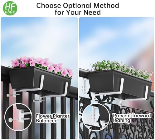 HFHOME Set of 2 Adjustable Window Planter Box Brackets, White Brackets