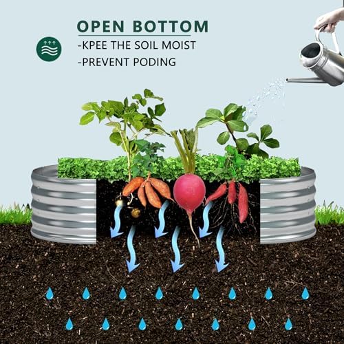 zizin 2 Pack Galvanized Raised Garden Bed Metal Oval Raised Garden