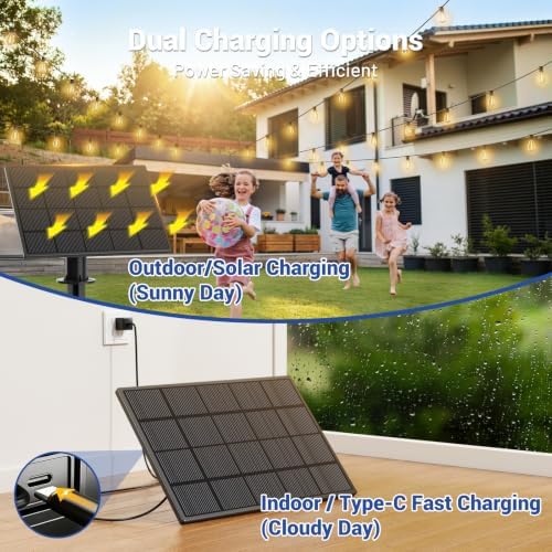 50FT Solar String Lights Outdoor Waterproof, 18+1 LED Solar Powered Lights with Remote Control, 3 Light Modes & Dimmable, USB-C Charging for Patio, Backyard, Garden, Camping