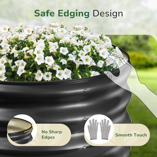 GreatBuddy 2x2x1 ft Round Galvanized Raised Bed, Easy-Assembly Raised