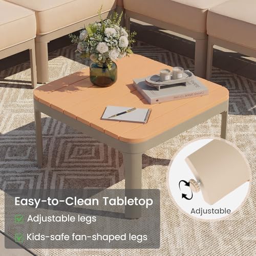 EROMMY 6-Piece Patio Sectional Sofa Set, 6" Thick Cushions, Beige
