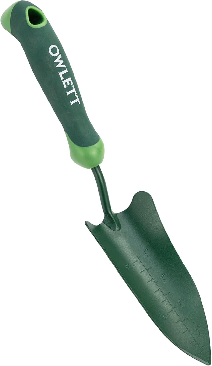 Garden Trowel with Measurements, High-Hardness Small Hand Shovel with Soft Ergonomic Handle, Rustproof Potting Trowel Gardening Hand Tools for Digging, Planting, Transplanting, Weeding