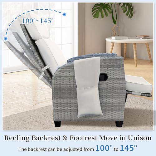 Outdoor Recliner, Wicker Patio Recliner, Rattan Reclining Patio Chair