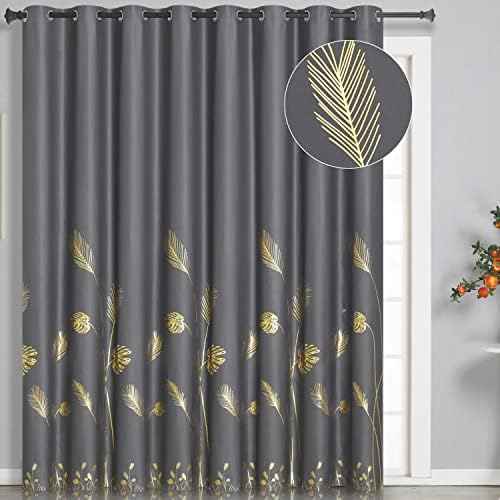 Estelar Textiler Dark Grey Blackout Patterned Sliding Door Curtain 100Wx84L