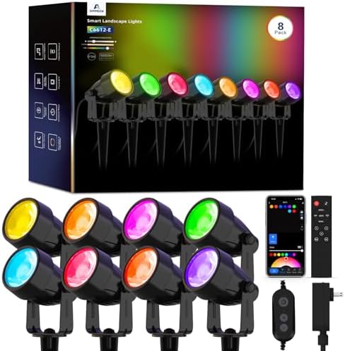 APPECK Landscape Lighting, RGBW Spotlights with APP Control,8 Pack