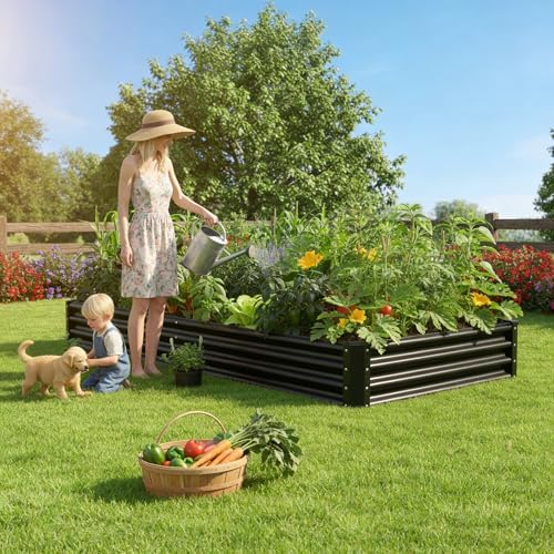8x4x1ft(2 Pack) Raised Garden Bed Kit, Galvanized Planter Garden Boxes