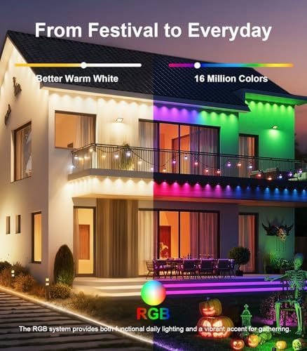 100FT Permanent Outdoor Lights for House, RGB LED Waterproof Smart Eave Lights Outdoor House Decor with Smart APP Remote Control, Outside Eaves Lighting for Holiday, Christmas, Roof, Party, Daily
