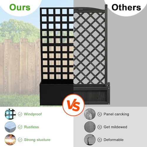 Metal Planter Box with Trellis, 71"x47"x12" Raised Garden Bed with Trellis