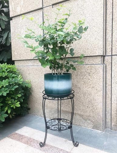 TREEZITEK 11.8 inches Diameter Tall Metal Plant Stand for Indoor or Outdoor,Heavy Duty Flower Pot Stand Rack Holds Big Heavy Plants,Black (18.9 INCHES TALL)
