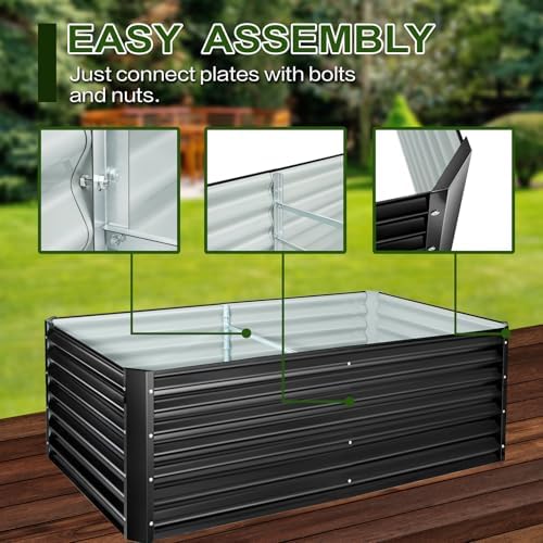 5 x 5 x 1 Ft Galvanized Metal Raised Garden Bed Large Planter Tall
