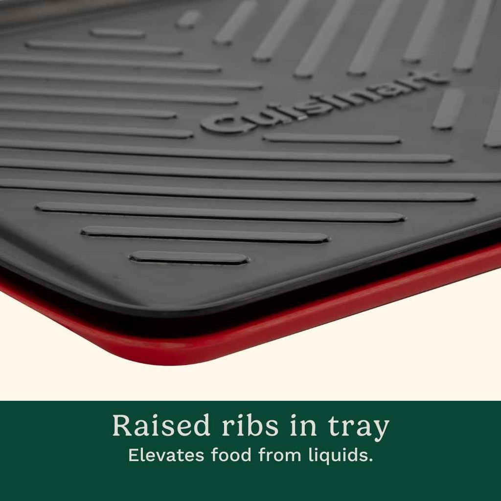 Cuisinart Grilling Prep and Serving Tray, Dishwasher-Safe, 2-Pc Nesting Set | 17-in x 10.5-in food tray set for prepping and serving, shatter-resistant melamine design fits 6 burgers, CPK-200