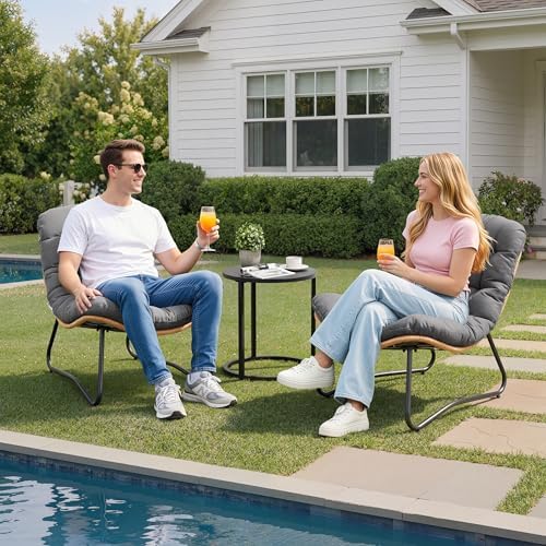 Outdoor Loveseat with Soft Cushion, 1 Seater Boho Patio Couch (2PCS Gray)