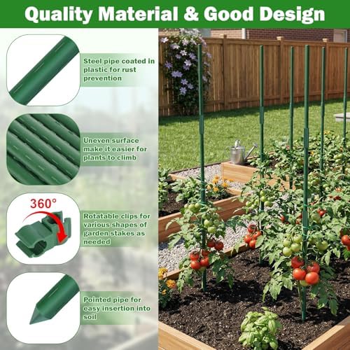 Garden Stakes 20 Pack, 16 Inch Plastic Coated Metal Plant Support