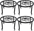 yosager 4 Pack Metal Plant Stands for Flower Pot, Heavy Duty Black Iron Potted Stand Holder, Indoor Outdoor Rustproof Metal Planter Container Round Supports Display Rack for Home & Garden Decor