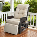 Outdoor Recliner with Adjustable Backrest and Footrest,Beige
