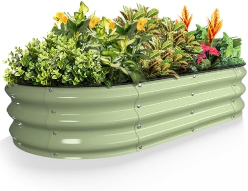 Kesfitt Raised Garden Bed, 4x2x1 FT Galvanized Steel Metal Raised