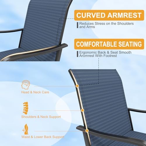 Outdoor Swivel Bar Stools Set of 2, Bar Height Patio Chairs with High Back & Armrest, All-Weather Textilene Fabric 360° Swivel Tall Barstools for Patio, Deck, Backyard, Garden