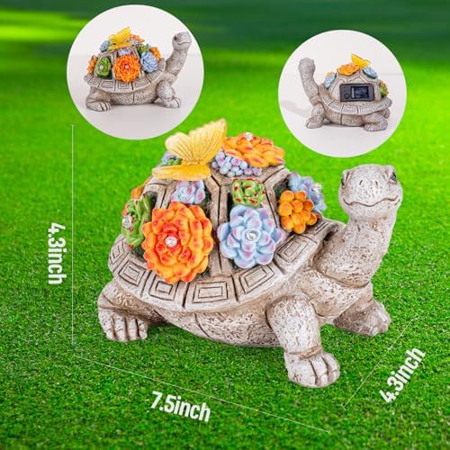 YDKOJGW Solar Garden Outdoor Statues with Succulent and 7 LED Lights