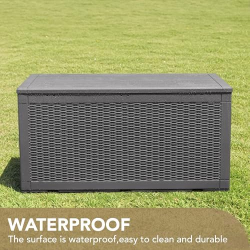 Devoko 100 Gallon Waterproof Resin Deck Box, Large Outdoor Storage Box