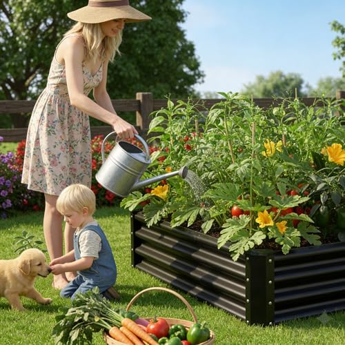 8x4x1ft(2 Pack) Raised Garden Bed Kit, Galvanized Planter Garden Boxes