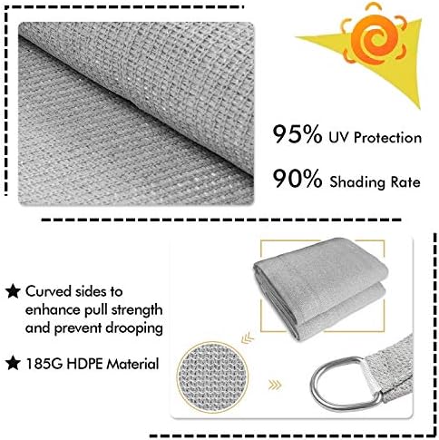 KANAGAWA 12'x12'x17' Gray Sun Shade Sail Triangle