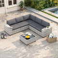 6 Piece Outdoor Wicker Patio Furniture Set Rattan Outdoor Sectional Sofa