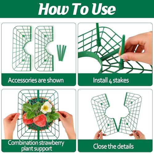 6 Sets Strawberry Plant Support with Mesh Plant Cover,Strawberry